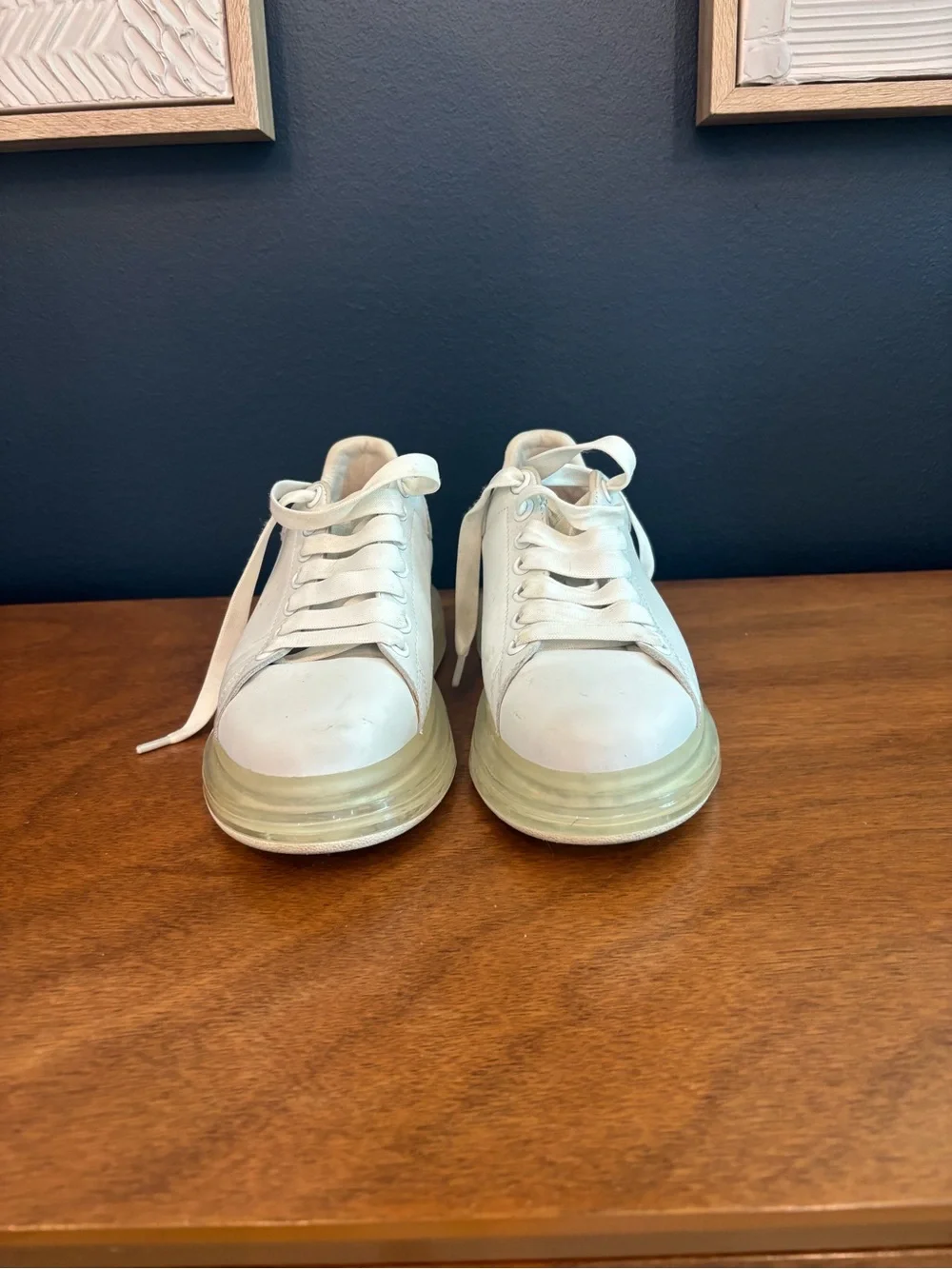 Alexander McQueen White Low-Top Sneakers with Translucent Cream Sole